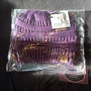 CC Messy Bun Beanie Dark Purple